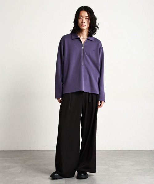 RAGEBLUE（レイジブルー）の「【LUXURY＋EASY】ONE POINT EMBROIDERY HALF ZIP SWEATS/ラグイージーワンポイント刺繍ハーフジップLS（スウェット・メンズ・パープル/ブラック/グレー・MEDIUM/LARGE）」の8枚目の写真