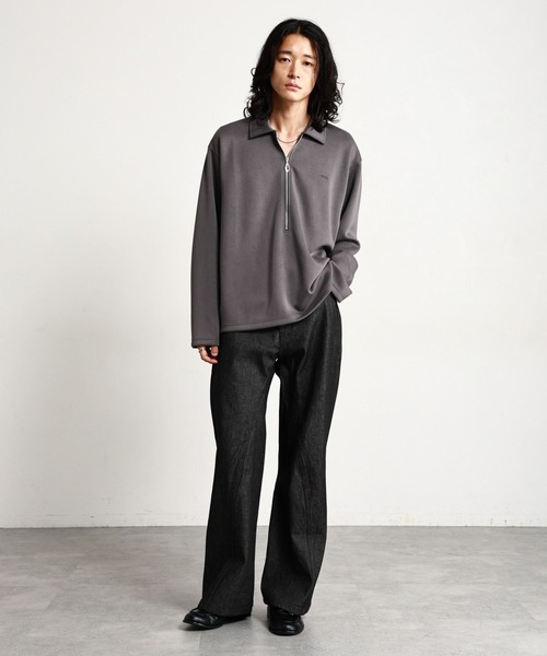 RAGEBLUE（レイジブルー）の「【LUXURY＋EASY】ONE POINT EMBROIDERY HALF ZIP SWEATS/ラグイージーワンポイント刺繍ハーフジップLS（スウェット・メンズ・パープル/ブラック/グレー・MEDIUM/LARGE）」の10枚目の写真