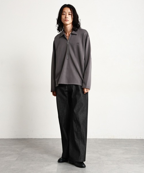 RAGEBLUE（レイジブルー）の「【LUXURY＋EASY】ONE POINT EMBROIDERY HALF ZIP SWEATS/ラグイージーワンポイント刺繍ハーフジップLS（スウェット・メンズ・パープル/ブラック/グレー・MEDIUM/LARGE）」の11枚目の写真