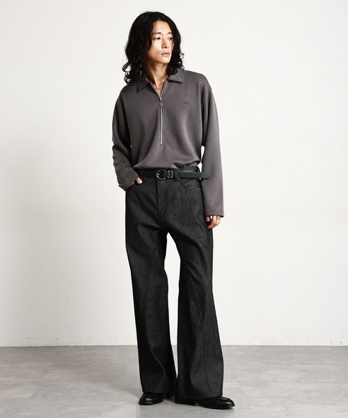 RAGEBLUE（レイジブルー）の「【LUXURY＋EASY】ONE POINT EMBROIDERY HALF ZIP SWEATS/ラグイージーワンポイント刺繍ハーフジップLS（スウェット・メンズ・パープル/ブラック/グレー・MEDIUM/LARGE）」の12枚目の写真