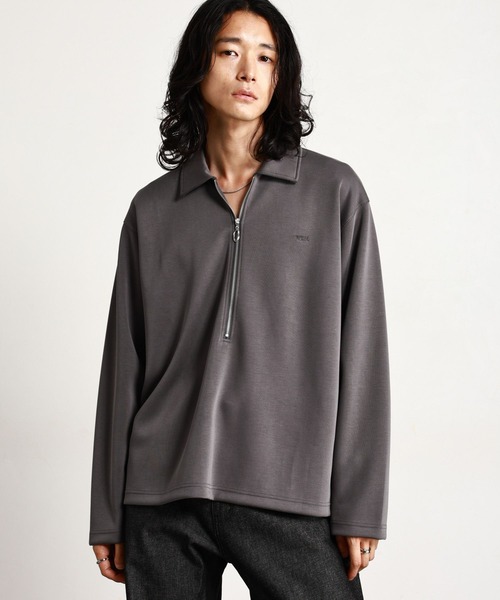 RAGEBLUE（レイジブルー）の「【LUXURY＋EASY】ONE POINT EMBROIDERY HALF ZIP SWEATS/ラグイージーワンポイント刺繍ハーフジップLS（スウェット・メンズ・パープル/ブラック/グレー・MEDIUM/LARGE）」の4枚目の写真