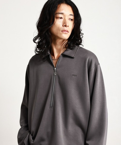 RAGEBLUE（レイジブルー）の「【LUXURY＋EASY】ONE POINT EMBROIDERY HALF ZIP SWEATS/ラグイージーワンポイント刺繍ハーフジップLS（スウェット・メンズ・パープル/ブラック/グレー・MEDIUM/LARGE）」の7枚目の写真