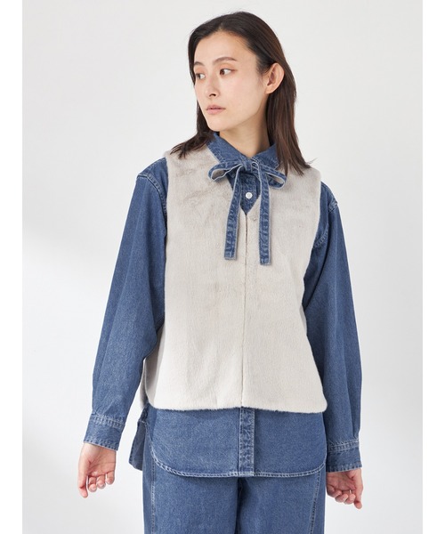 McGREGOR(マックレガー)の「2WAYデニムロングシャツ(シャツ/ブラウス・レディース・ブルー系その他/ブルー・L/M)」の6枚目の写真