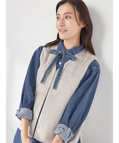 McGREGOR(マックレガー)の「2WAYデニムロングシャツ(シャツ/ブラウス・レディース・ブルー系その他/ブルー・L/M)」の7枚目の写真