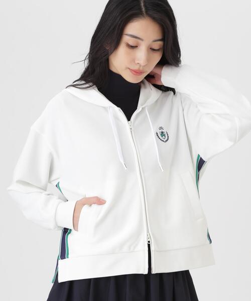 PEARLY GATES(パーリーゲイツ)の「【PEARLY GATES】Wハニカムストレッチフルジップフーディ (WOMENS)(スウェット・レディース・ホワイト・MEDIUM)」の1枚目の写真