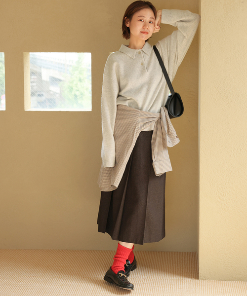 JOURNAL STANDARD relume（ジャーナルスタンダード　レリューム）の「《追加 / 新色》ラムミックスシャツプルオーバー（ニット/セーター・レディース・ネイビー/パープル/アイボリー/ブラウン・FREE）」の5枚目の写真