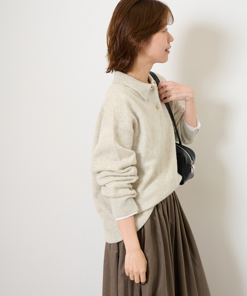 JOURNAL STANDARD relume（ジャーナルスタンダード　レリューム）の「《追加 / 新色》ラムミックスシャツプルオーバー（ニット/セーター・レディース・ネイビー/パープル/アイボリー/ブラウン・FREE）」の14枚目の写真