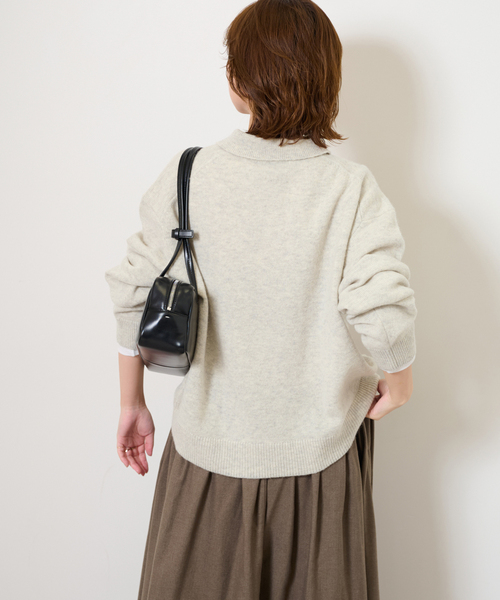 JOURNAL STANDARD relume（ジャーナルスタンダード　レリューム）の「《追加 / 新色》ラムミックスシャツプルオーバー（ニット/セーター・レディース・ネイビー/パープル/アイボリー/ブラウン・FREE）」の16枚目の写真
