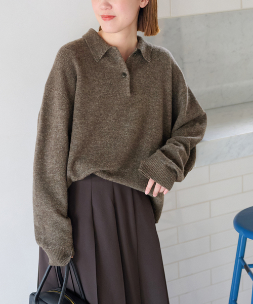 JOURNAL STANDARD relume（ジャーナルスタンダード　レリューム）の「《追加 / 新色》ラムミックスシャツプルオーバー（ニット/セーター・レディース・ネイビー/パープル/アイボリー/ブラウン・FREE）」の20枚目の写真