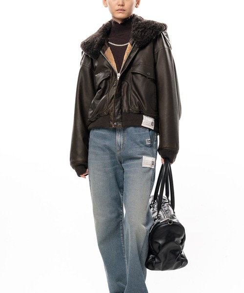 Maison MIHARA YASUHIRO(メゾンミハラヤスヒロ)の「【MIHARAYASUHIRO】DETACHABLE COLLAR FAUX LEATHER BLOUSON(ブルゾン・メンズ・ブラウン/ブラック・40)」の1枚目の写真
