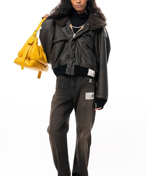 Maison MIHARA YASUHIRO(メゾンミハラヤスヒロ)の「【MIHARAYASUHIRO】DETACHABLE COLLAR FAUX LEATHER BLOUSON(ブルゾン・メンズ・ブラウン/ブラック・40)」の2枚目の写真