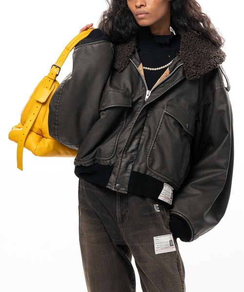 Maison MIHARA YASUHIRO(メゾンミハラヤスヒロ)の「【MIHARAYASUHIRO】DETACHABLE COLLAR FAUX LEATHER BLOUSON(ブルゾン・メンズ・ブラウン/ブラック・40)」の5枚目の写真