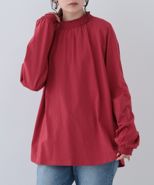 FUNALIVE(ファンアライブ)の「26AW コットンシャーリング長袖ラグランプルオーバー(Tシャツ/カットソー・レディース・ブラウン/ダークブルー/レッド/ブラック/アイボリー・M-L)」の10枚目の写真