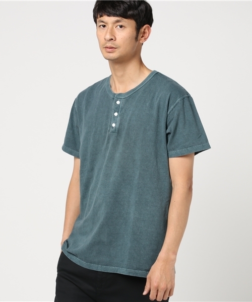 Good On（グッドオン）の「good on/グッドオン　ヘンリーネックTシャツ（Tシャツ/カットソー・メンズ・ブラック/ネイビー/グレー/セージグリーン/ホワイト/ブラウン/ライトブルー/マスタード・MEDIUM/X-LARGE/SMALL/LARGE）」の6枚目の写真
