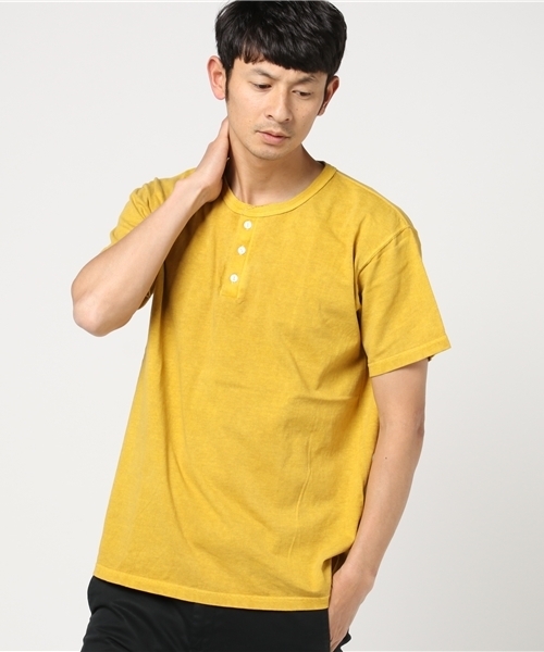 Good On（グッドオン）の「good on/グッドオン　ヘンリーネックTシャツ（Tシャツ/カットソー・メンズ・ブラック/ネイビー/グレー/セージグリーン/ホワイト/ブラウン/ライトブルー/マスタード・MEDIUM/X-LARGE/SMALL/LARGE）」の8枚目の写真