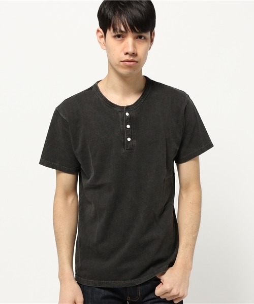 Good On（グッドオン）の「good on/グッドオン　ヘンリーネックTシャツ（Tシャツ/カットソー・メンズ・ブラック/ネイビー/グレー/セージグリーン/ホワイト/ブラウン/ライトブルー/マスタード・MEDIUM/X-LARGE/SMALL/LARGE）」の3枚目の写真
