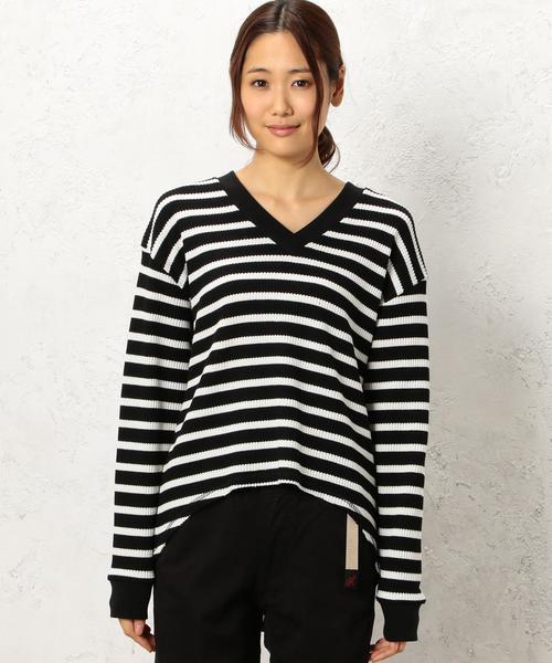 green label relaxing(グリーンレーベルリラクシング)の「CF BIGワッフル VN POカットソー◆(Tシャツ/カットソー・レディース・オフホワイト/ブラック/ダークグリーン/その他1・FREE)」の6枚目の写真