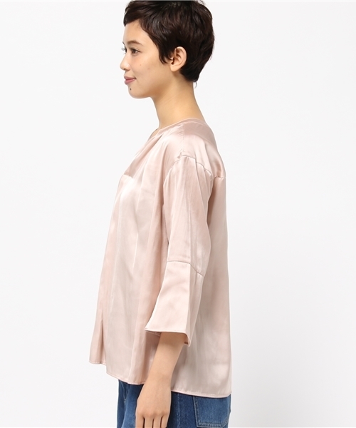 N.（N. Natural Beauty Basic）（エヌエヌナチュラルビューティーベーシック）の「モイストサテンスキッパーブラウス（シャツ/ブラウス・レディース・ブラウン/ピンク/ホワイト・MEDIUM）」の5枚目の写真