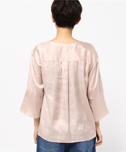 N.（N. Natural Beauty Basic）（エヌエヌナチュラルビューティーベーシック）の「モイストサテンスキッパーブラウス（シャツ/ブラウス・レディース・ブラウン/ピンク/ホワイト・MEDIUM）」の6枚目の写真