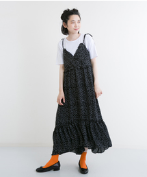 MERLOT | ドット柄イレギュラーヘムフリルワンピース2318(ワンピース)