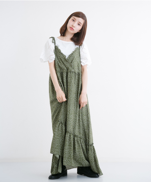 MERLOT（メルロー）の「ドット柄イレギュラーヘムフリルワンピース2318（ワンピース・レディース・カーキ/ネイビー/ブラック・FREE）」の15枚目の写真