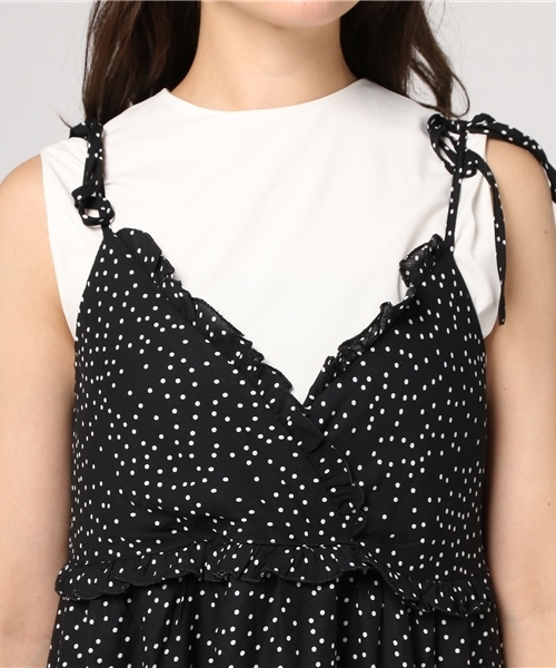 MERLOT（メルロー）の「ドット柄イレギュラーヘムフリルワンピース2318（ワンピース・レディース・カーキ/ネイビー/ブラック・FREE）」の4枚目の写真