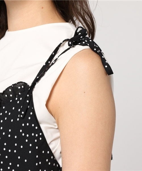 MERLOT（メルロー）の「ドット柄イレギュラーヘムフリルワンピース2318（ワンピース・レディース・カーキ/ネイビー/ブラック・FREE）」の6枚目の写真