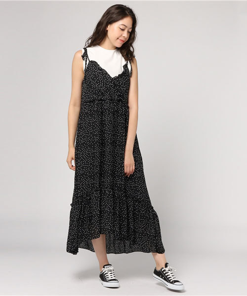 MERLOT（メルロー）の「ドット柄イレギュラーヘムフリルワンピース2318（ワンピース・レディース・カーキ/ネイビー/ブラック・FREE）」の8枚目の写真