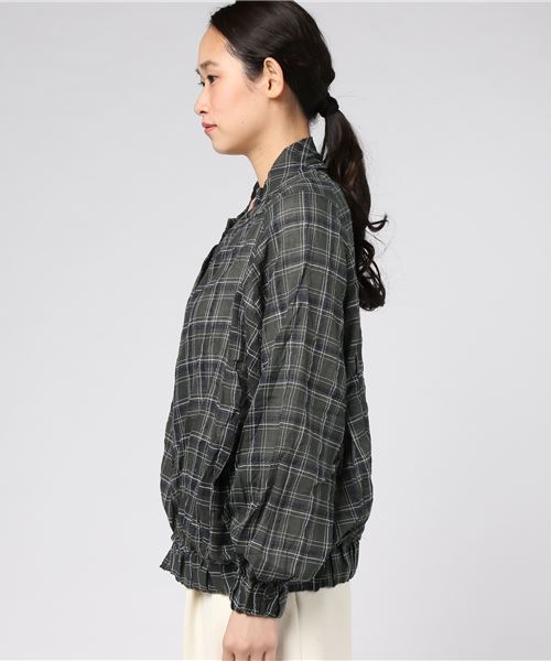 MERLOT（メルロー）の「チェック柄ブルゾン風裾ゴムシャツ1322（シャツ/ブラウス・レディース・グリーン/ワイン・FREE）」の7枚目の写真