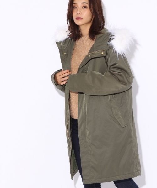 niko and...（ニコアンド）の「リッチFファーミリタリーコート【niko and ...】（ミリタリージャケット・レディース・カーキ/ブラック・LARGE/MEDIUM）」の2枚目の写真