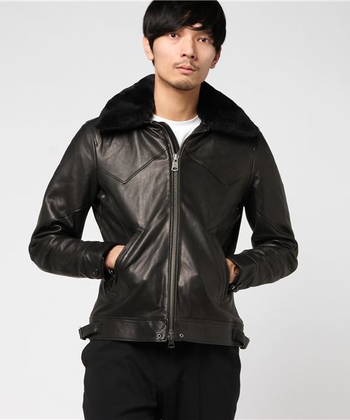 JACKROSE(ジャックローズ)の「ラムワックスネイキッドファーブルゾン(ブルゾン・メンズ・ブラック/キャメル・M/L/XL)」の2枚目の写真