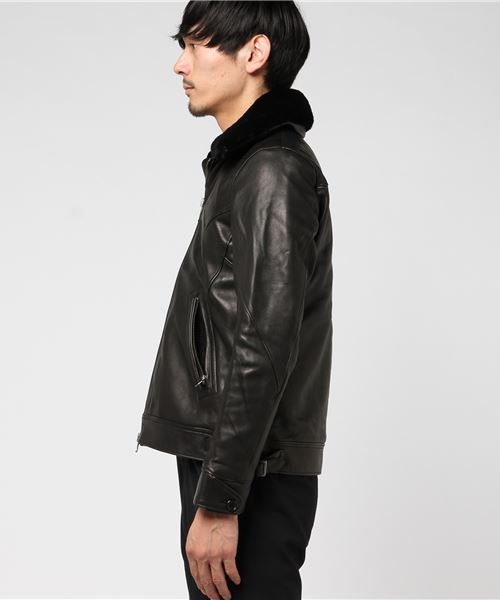 JACKROSE(ジャックローズ)の「ラムワックスネイキッドファーブルゾン(ブルゾン・メンズ・ブラック/キャメル・M/L/XL)」の3枚目の写真