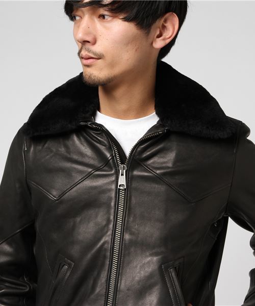 JACKROSE(ジャックローズ)の「ラムワックスネイキッドファーブルゾン(ブルゾン・メンズ・ブラック/キャメル・M/L/XL)」の6枚目の写真