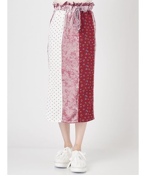 merry jenny（メリージェニー）の「パッチワークペンシルスカート（スカート・レディース・ブラック/ピンク/アイボリー・FREE）」の3枚目の写真