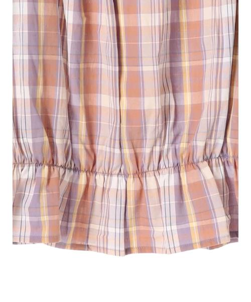 earth music&ecology（アースミュージックアンドエコロジー）の「・マドラスオフショルプルオーバー ●（シャツ/ブラウス・レディース・ベージュ/サックスブルー/ラベンダー/ピンク・FREE）」の10枚目の写真