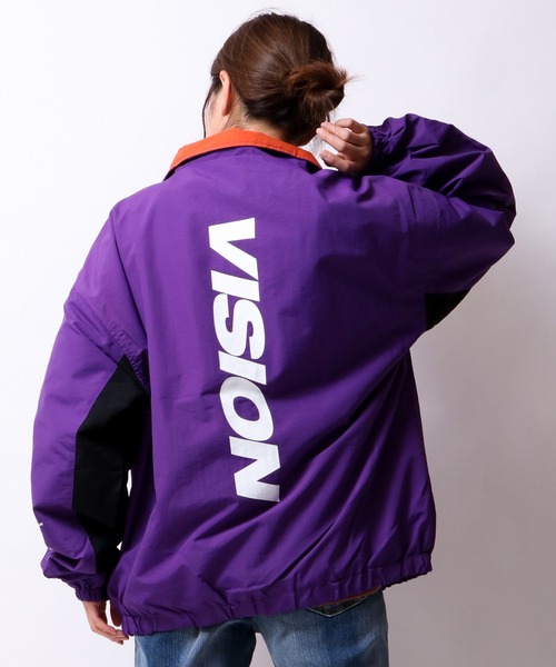 VISION STREET WEAR(ヴィジョンストリートウェア)の「【VISION STREET WEAR】レトロスポーツビッグシルエットナイロンジャケット/トラックジャケット(ナイロンジャケット)」|パープル系その他