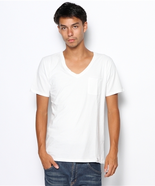 AZUL by moussy（アズールバイマウジー）の「30Sナチュラルソフト天竺デオドラント半袖VNT（Tシャツ/カットソー・メンズ・ホワイト/ブラック/パープル/トップグレー/オレンジ系その他・MEDIUM/SMALL/LARGE/X-SMALL/X-LARGE）」の2枚目の写真