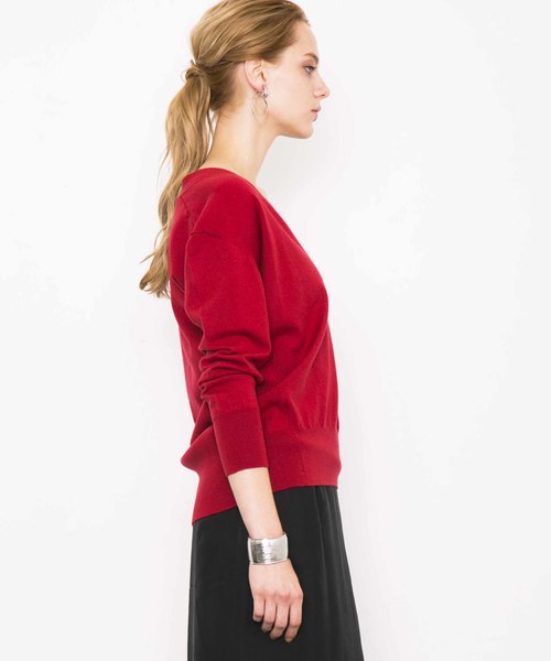 city（シティ）の「【CITY】ウールストレッチ Vネックプルオーバー（ニット/セーター・レディース・ブラック/キャメル/レッド・1）」の12枚目の写真