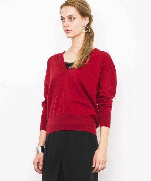city（シティ）の「【CITY】ウールストレッチ Vネックプルオーバー（ニット/セーター・レディース・ブラック/キャメル/レッド・1）」の17枚目の写真