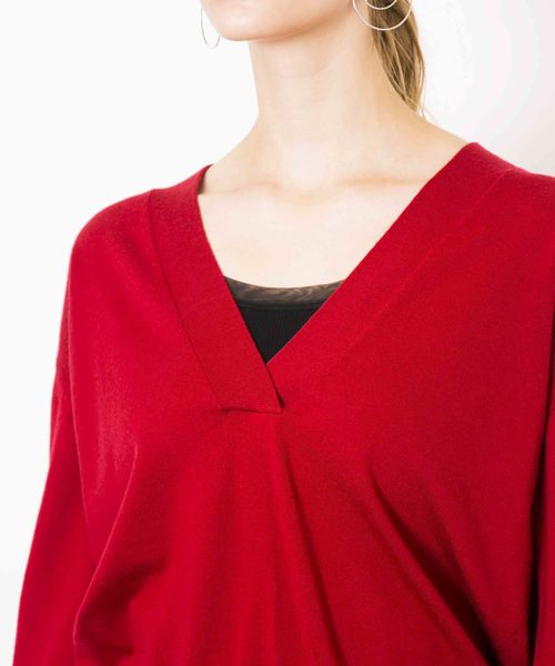 city（シティ）の「【CITY】ウールストレッチ Vネックプルオーバー（ニット/セーター・レディース・ブラック/キャメル/レッド・1）」の19枚目の写真