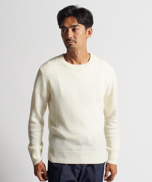 DESIGNWORKS(デザインワークス)の「ロールニットプルオーバー(ニット/セーター・メンズ・ホワイト/マスタード/ネイビー・S/M/L)」の2枚目の写真