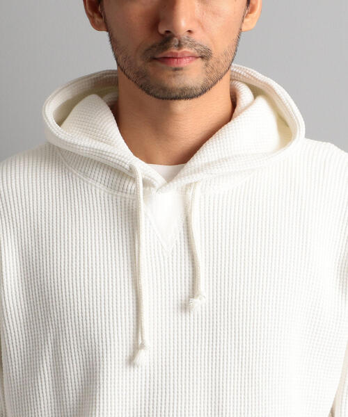 Healthknit（ヘルスニット）の「別注 ［ヘルスニット］SC Healthknit  GLR SHワッフルパーカー / フーディー ◆（パーカー・メンズ・グレー/オフホワイト・S/M/L）」の11枚目の写真