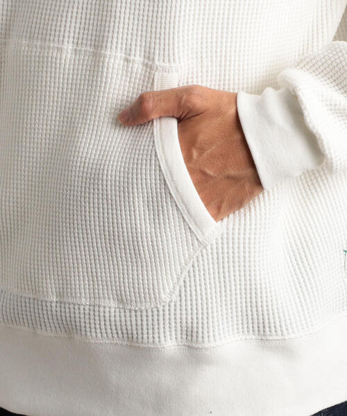 Healthknit（ヘルスニット）の「別注 ［ヘルスニット］SC Healthknit  GLR SHワッフルパーカー / フーディー ◆（パーカー・メンズ・グレー/オフホワイト・S/M/L）」の3枚目の写真