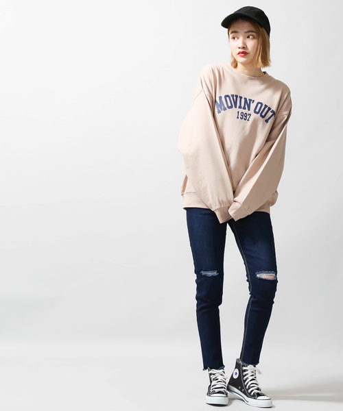 WEGO(ウィゴー)の「WEGO/カレッジロゴプリントスウェット(スウェット・レディース・ベージュ/ネイビー/オフホワイト/ピンク・FREE)」の9枚目の写真