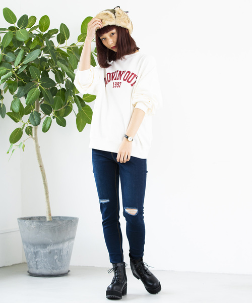 WEGO(ウィゴー)の「WEGO/カレッジロゴプリントスウェット(スウェット・レディース・ベージュ/ネイビー/オフホワイト/ピンク・FREE)」の20枚目の写真