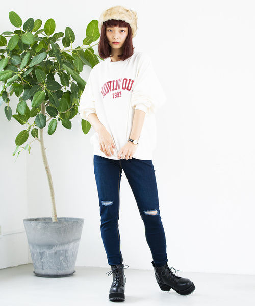 WEGO(ウィゴー)の「WEGO/カレッジロゴプリントスウェット(スウェット・レディース・ベージュ/ネイビー/オフホワイト/ピンク・FREE)」の22枚目の写真