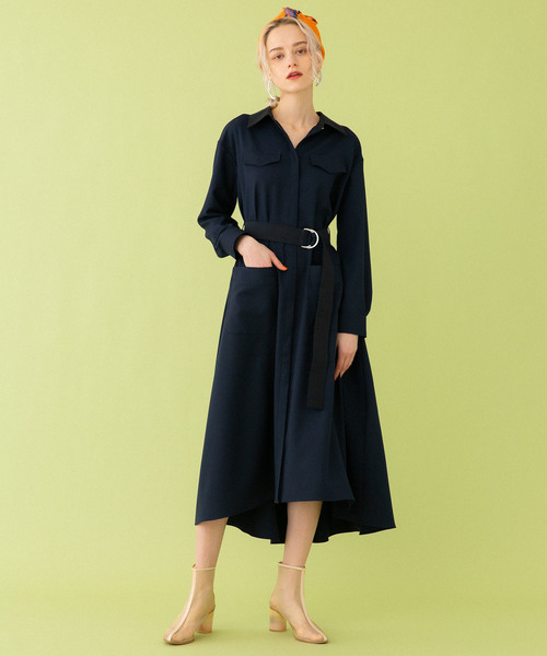 UNITED TOKYO（ユナイテッドトウキョウ）の「アシンメトリーシャツワンピース（ワンピース・レディース・ライトベージュ/ネイビー/ブルー・1）」の20枚目の写真