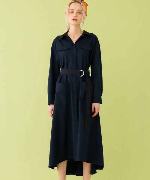 UNITED TOKYO（ユナイテッドトウキョウ）の「アシンメトリーシャツワンピース（ワンピース・レディース・ライトベージュ/ネイビー/ブルー・1）」の21枚目の写真