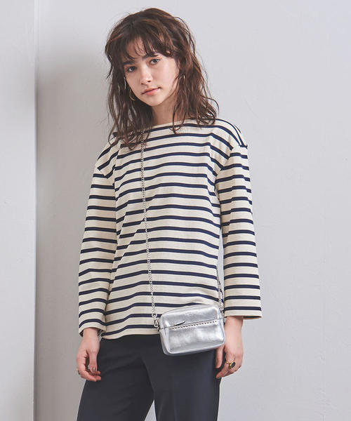 カオン Kaon バックリボン カットソー ボーダー Fサイズ ベージュ レディース j_p s_z F-L2834