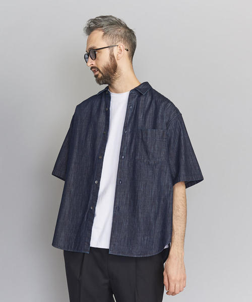 新品 ユナイテッドアローズ ミニフリル シャツ ネイビー 半袖 ミニフリル シャツ